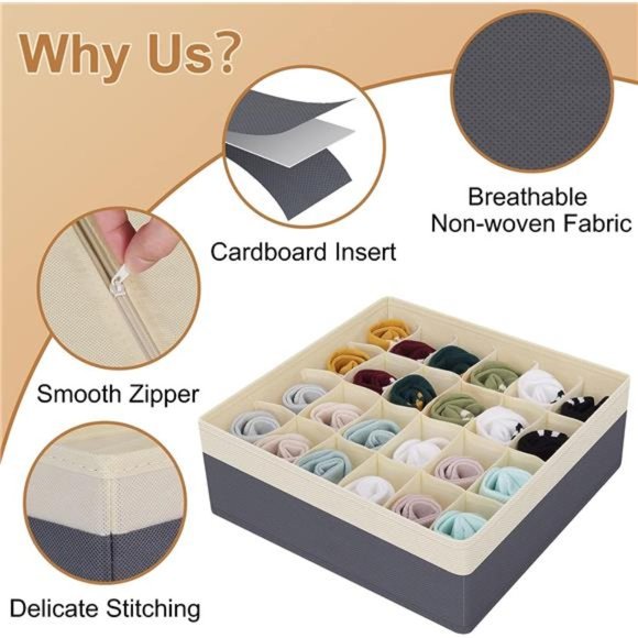 Drawer Organizer Divider, Foldable Closet Storage Organizer Basket,&Organization - Picture 3 of 6